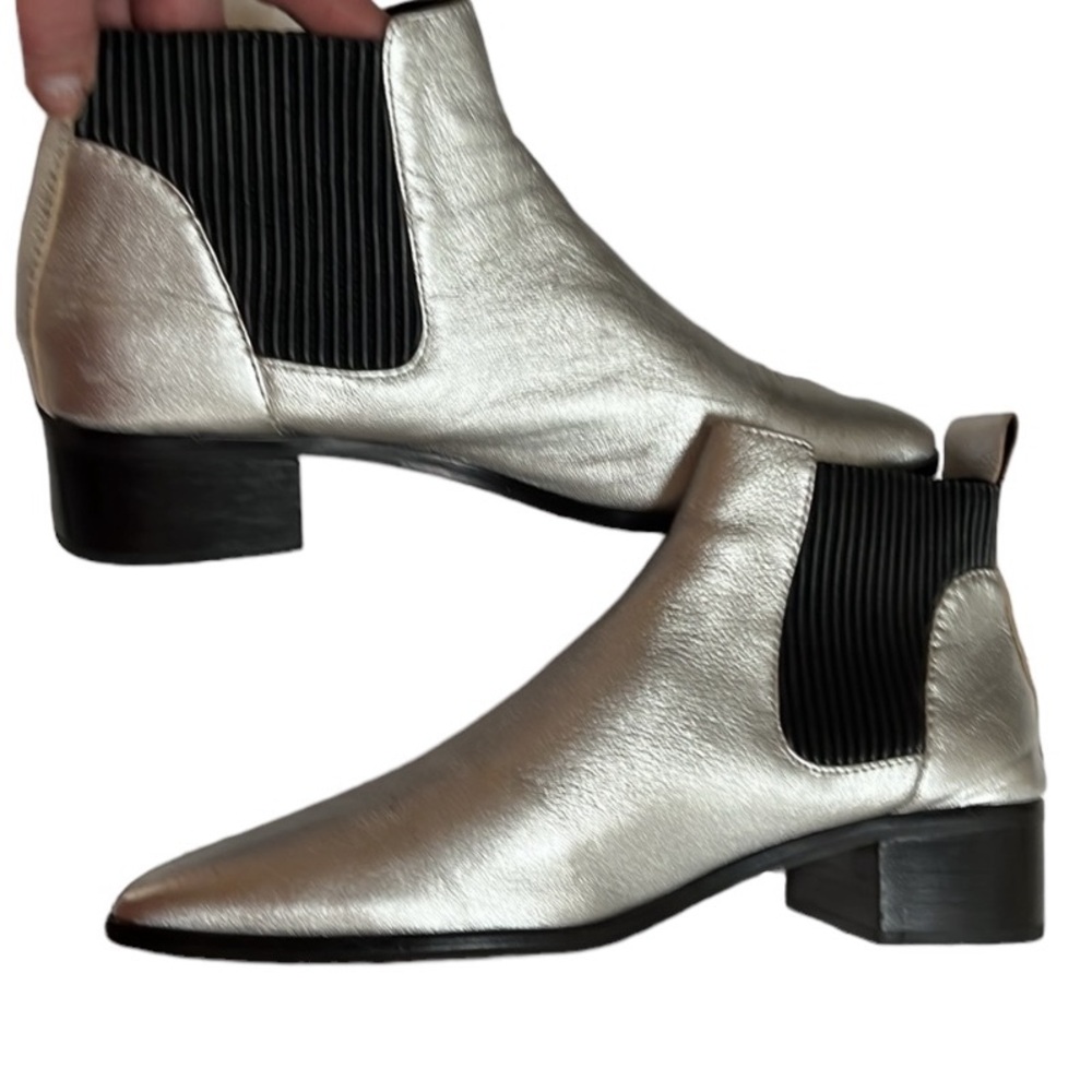 Dolce Vita size 10 silver leather booties square heel pointed toe
